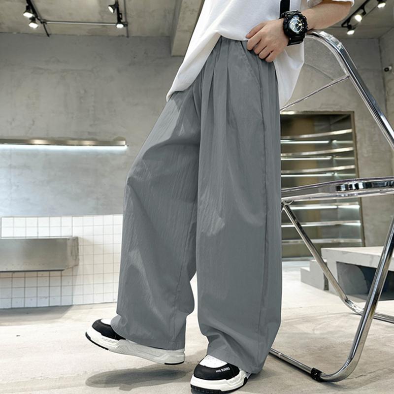 

Boys Summer Anti-Mosquito 2026 New Solid Color Straight Casual Pants for Big Kids Street Style Quick-Dry Long Pants 170 темно-сірий