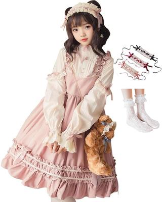 JIURUN Gótico Lolita Largo Mori Plus Jumper Lazo Vestido Largo, Manga, Anime, Chica, Talla, Vestido, Travestismo, Lolita, Gótico, Falda, Lindo, Cosplay,