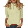 Women's Mock Neck, Zip,up, Color, 3/4 Sleeve Top