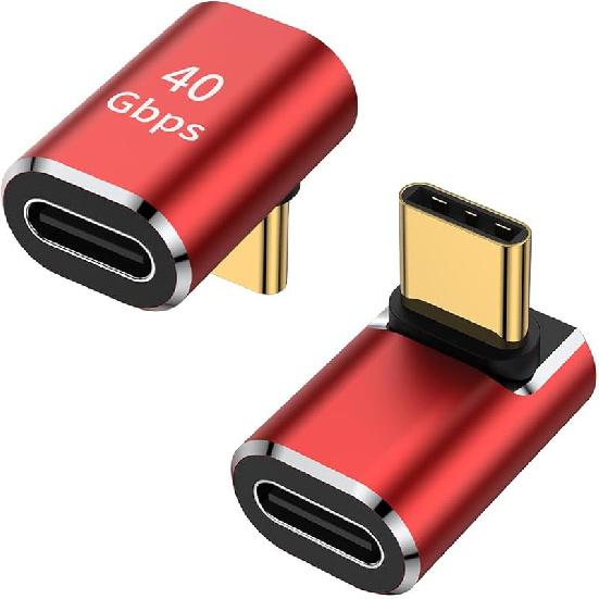 AuviPal USB C 90 Degree Adapter (2 Pack), Up and Down Right Angle L Shape USB Type C Male to Female Connector for Steam Deck, ROG Ally, MacBook,
