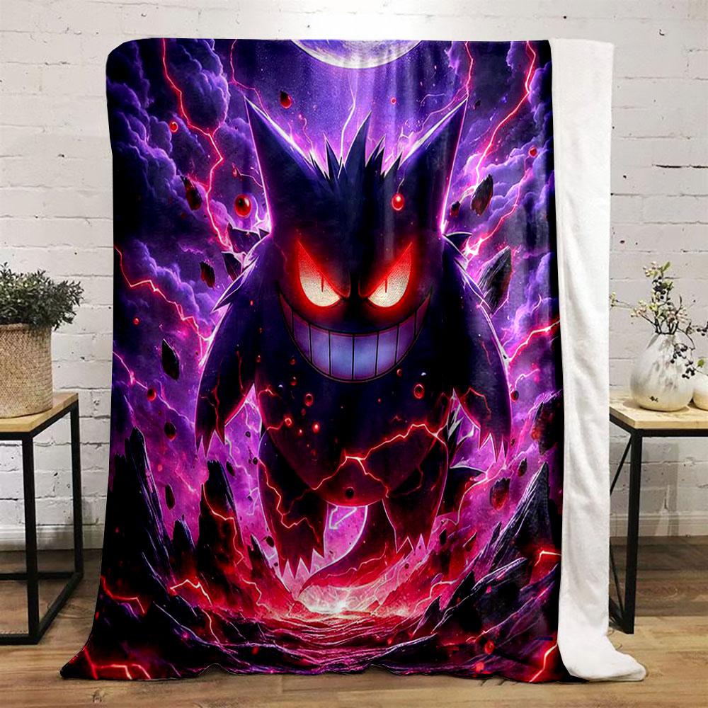 A glowing, eerie figure with vivid red and purple lightning effects. for all seasons blanket lunch break throw gift