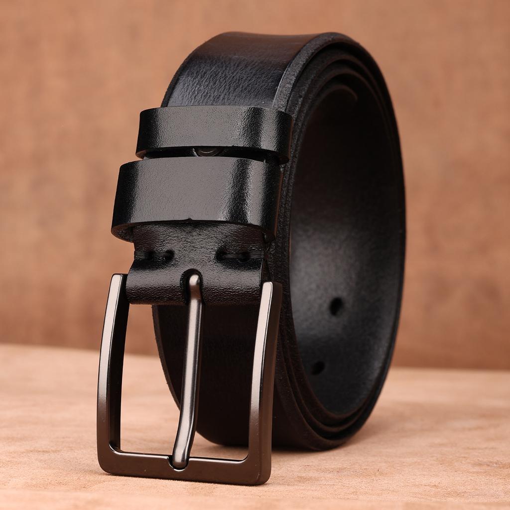 Men'S Whole First-Layer Cowhide Belt Casual Simple Pin Buckle Leather Belt Business Middle-Aged And Young Men'S Belt