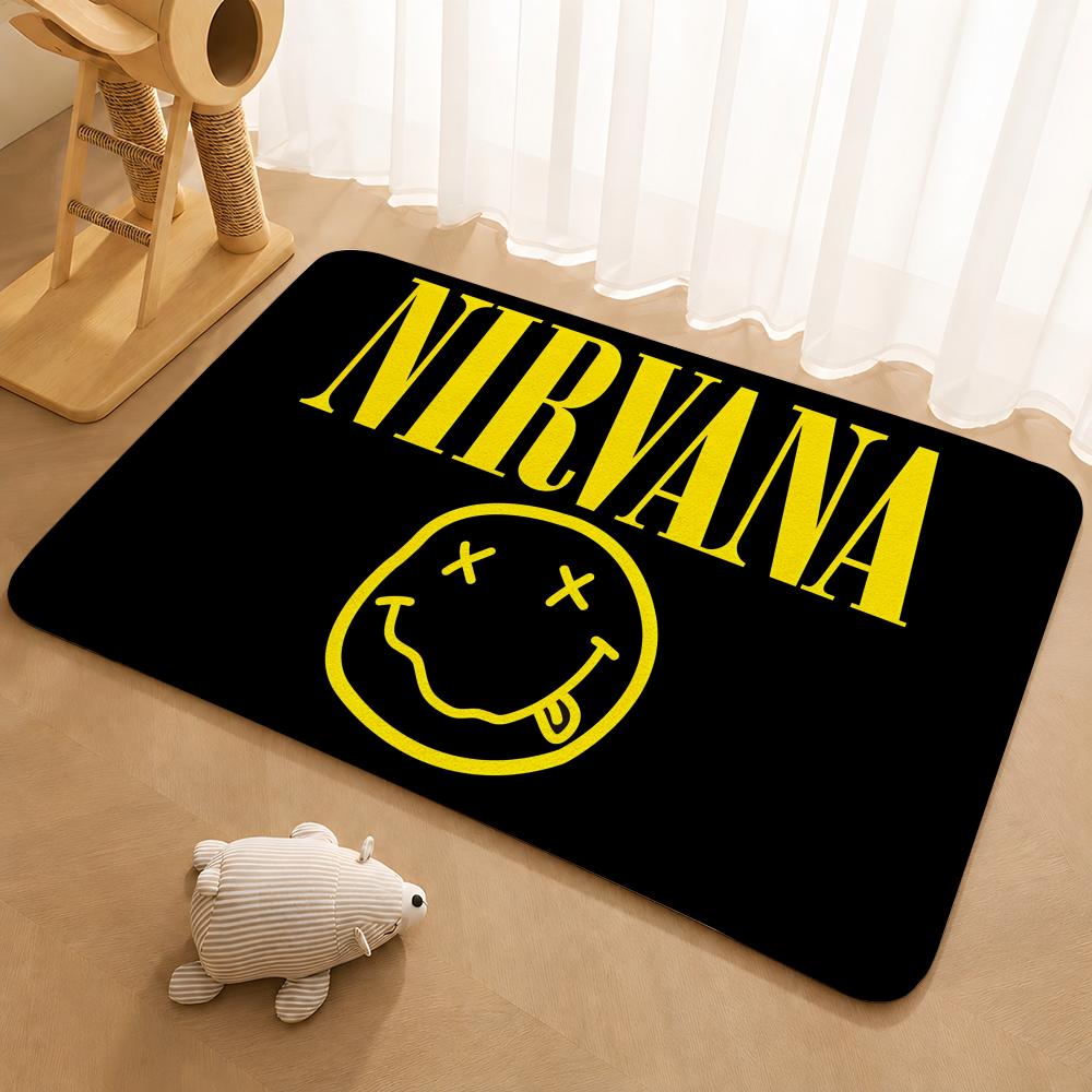 A-N-Nirvana-Rock Band Anime Floor Mat Floor Mat Soft Flannel Non-Slip Door Rug for Living Room