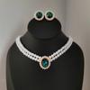 European and american retro elegant pearl necklace emerald double layer collarbone chain