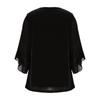Women's Elegant Ruffled Shiny Stamped Seven-Sleeve Double Layer Mesh Top