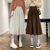 Vintage High Waist Pleated Skirt Women Korean Fashion College Style Long Skirt Ladies Autumn Casual A Line Skirts