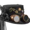 Victorian Theme Lace Veil Top Hat With Goggles Metal Gear Chain And Feather Veil Decors For Steampunk Cosplay Event