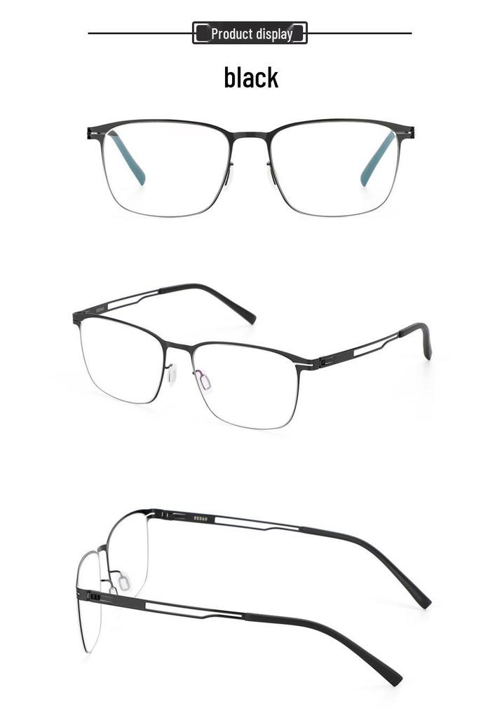 Ultra-Light Men's Myopia Glasses Frame - No-Screw, Large Size, Personalized Thin Steel