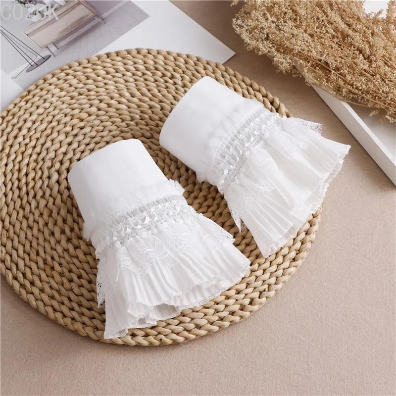 1 pár Odnímatelné hřejivé návleky na zápěstí halenky Gázové Elastické Univerzální Manžety rukávů Falešné manžety Dámské Krajkové manžety Rukávy Manžety svetru