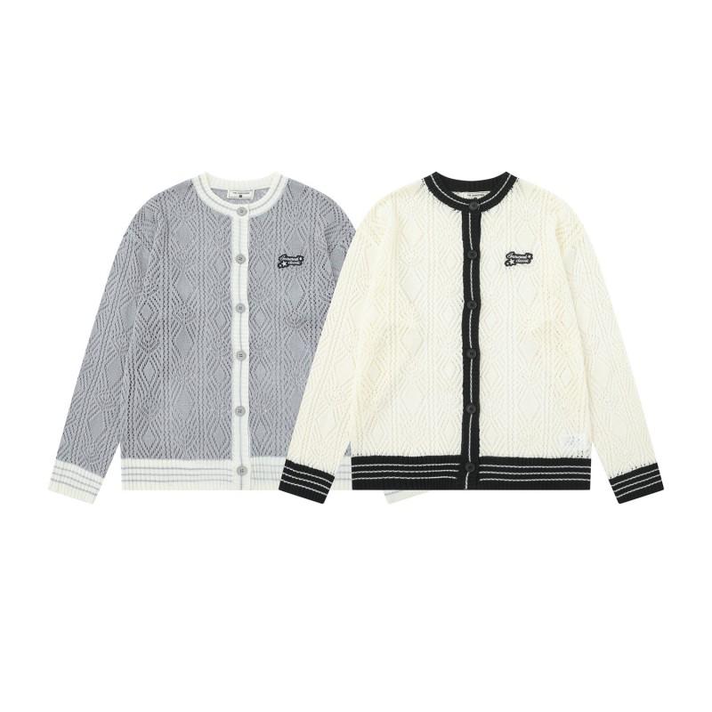 American College Style Knit Cardigan Embroidered Letter Hollow Unisex Casual Versatile