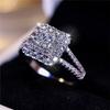 Luxury Female White Zircon Stone Engagement Ring Vintage Silver Color Wedding  For Women