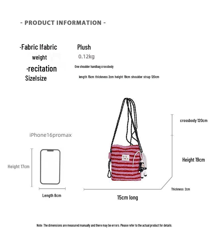 Plüsch Umhängetasche im koreanischen Stil mit Regenbogen-Punkten in Rosa für Mädchen