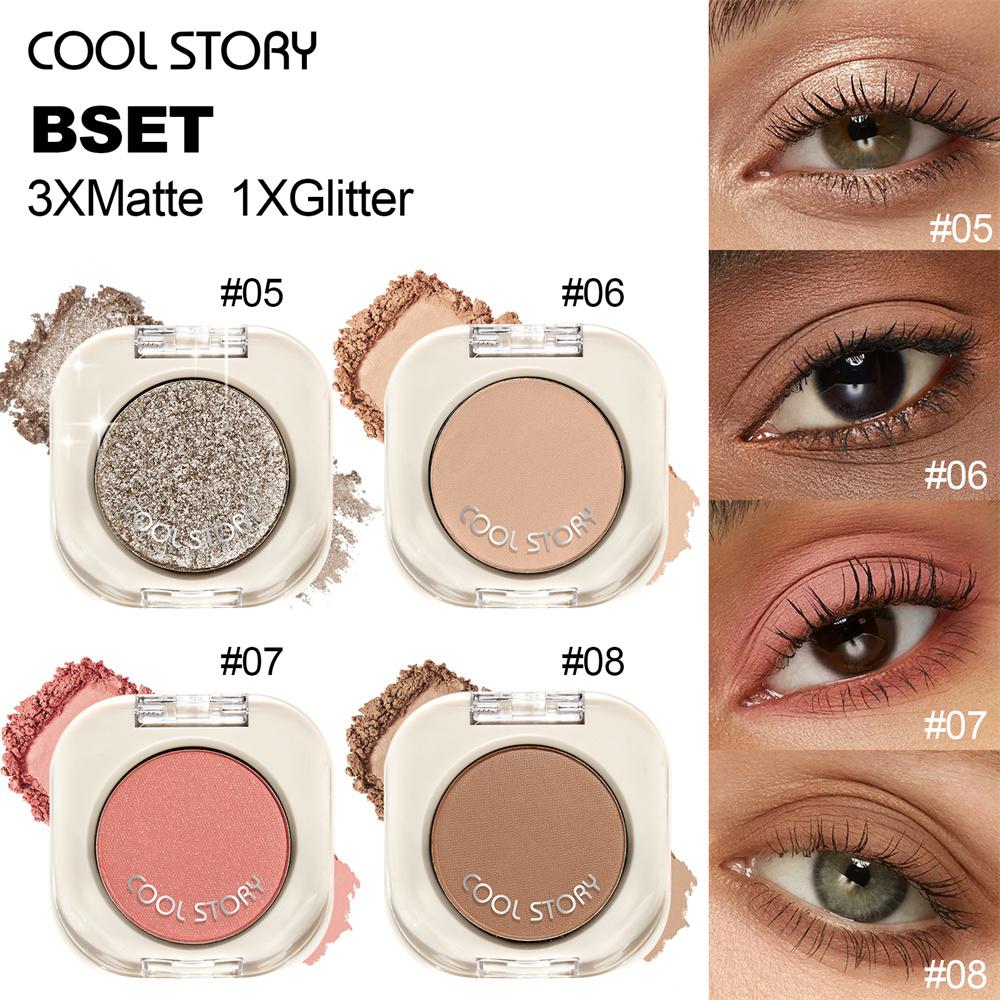 4 Colors Glitter Champagne Eyeshadow Diamond Waterproof Matte Eyeshadow Palette Pearlescent Glitter Shiny Eyes Makeup Cosmetic