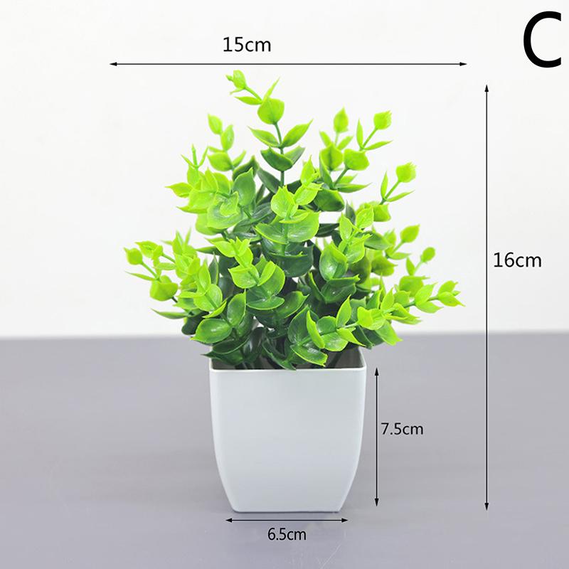 Artificial Bonsai Green Fake Plant Eucalyptus Flower Potted Plant For Indoor Outdoor Home Bedroom Garden Decoration Supplies