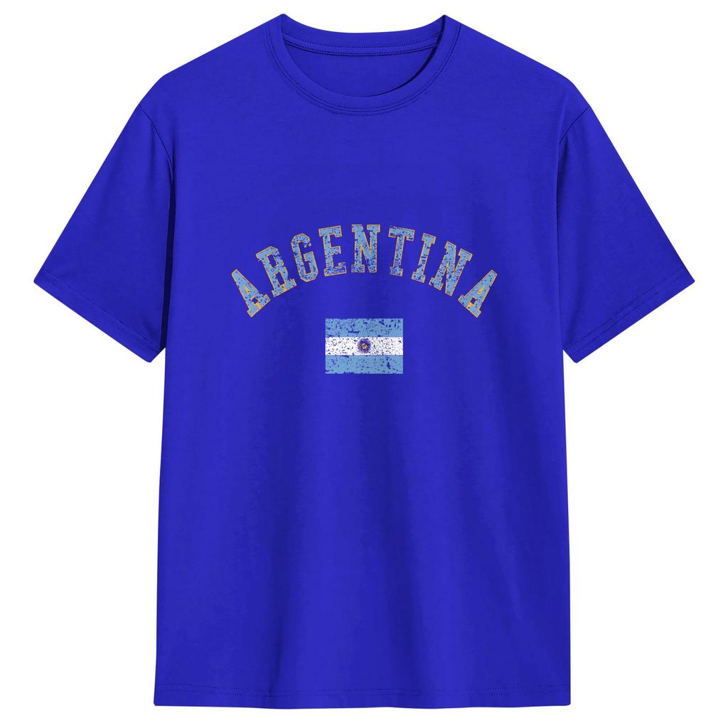 Argentina Flag Unisexs T Shirts Novelty Tees Short Sleeve Crew Neck Tshirts Cotton Gift Idea Clothing