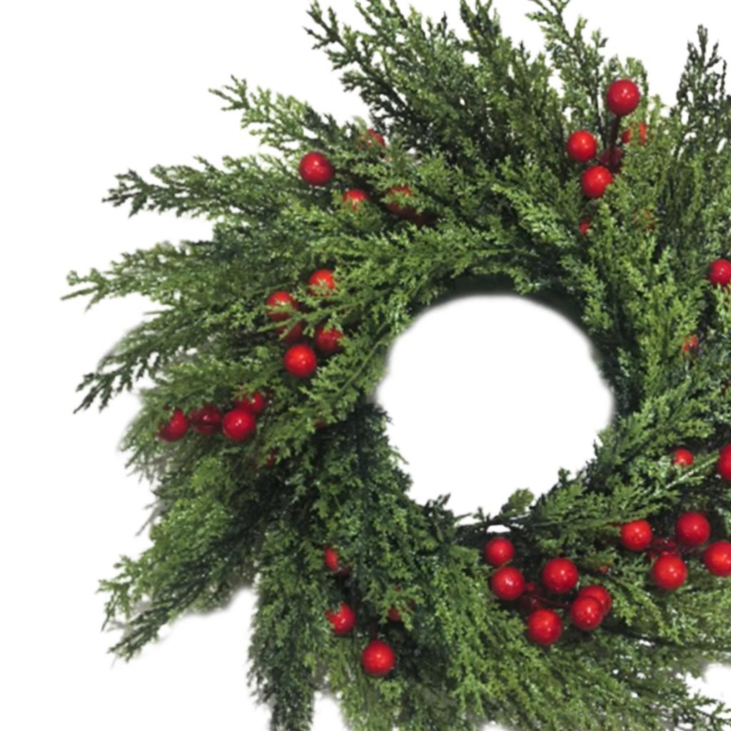 Christmas Wreath Ornament Front Door Winter Holiday Wreath Christmas Garland with Red Berry Clusters for Festival Home Office