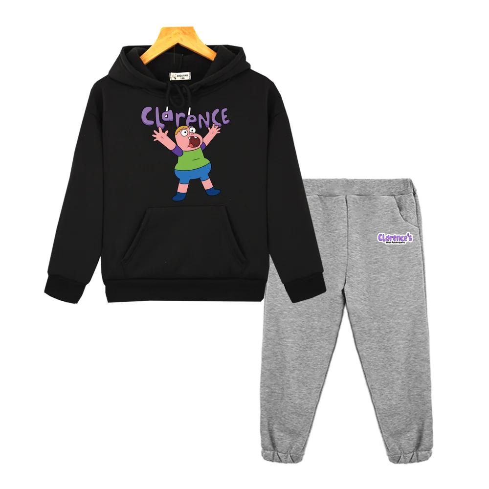 

2026Autumn/Winter NEW Hoodie Clarence Cartoon Print Hoody Casual Family Clothing game Sweatshirts ComicSuit Boys Pullover Tops 130 черный серый