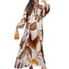 2025 European & American Long Sleeve V-Neck Casual Printed Dress