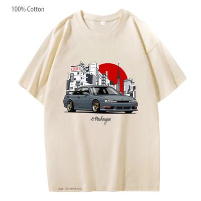 Anime Initial D JDM Automobile T-Shirts Racing Car Mazda RX7 Tshirts Men Tees Women Tops Fashion Streetwear Cotton T Shirt