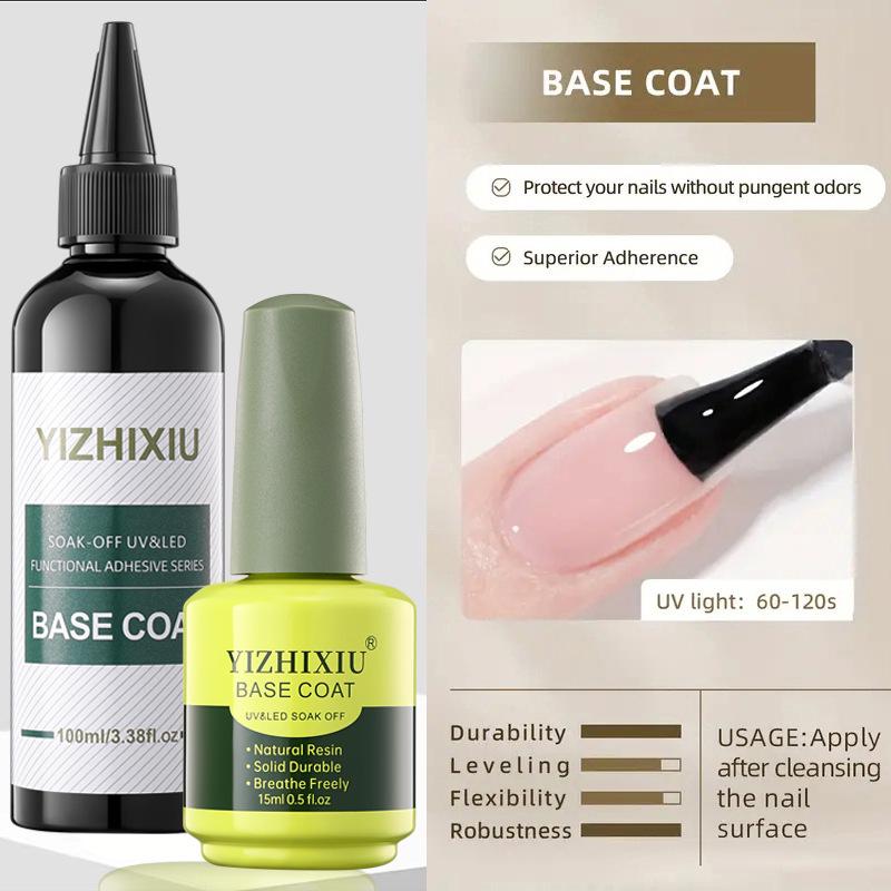 Functional Gel Nail Polish Set: Strengthening Base Coat, Balancing Matte Sealer, Marbling Liquid