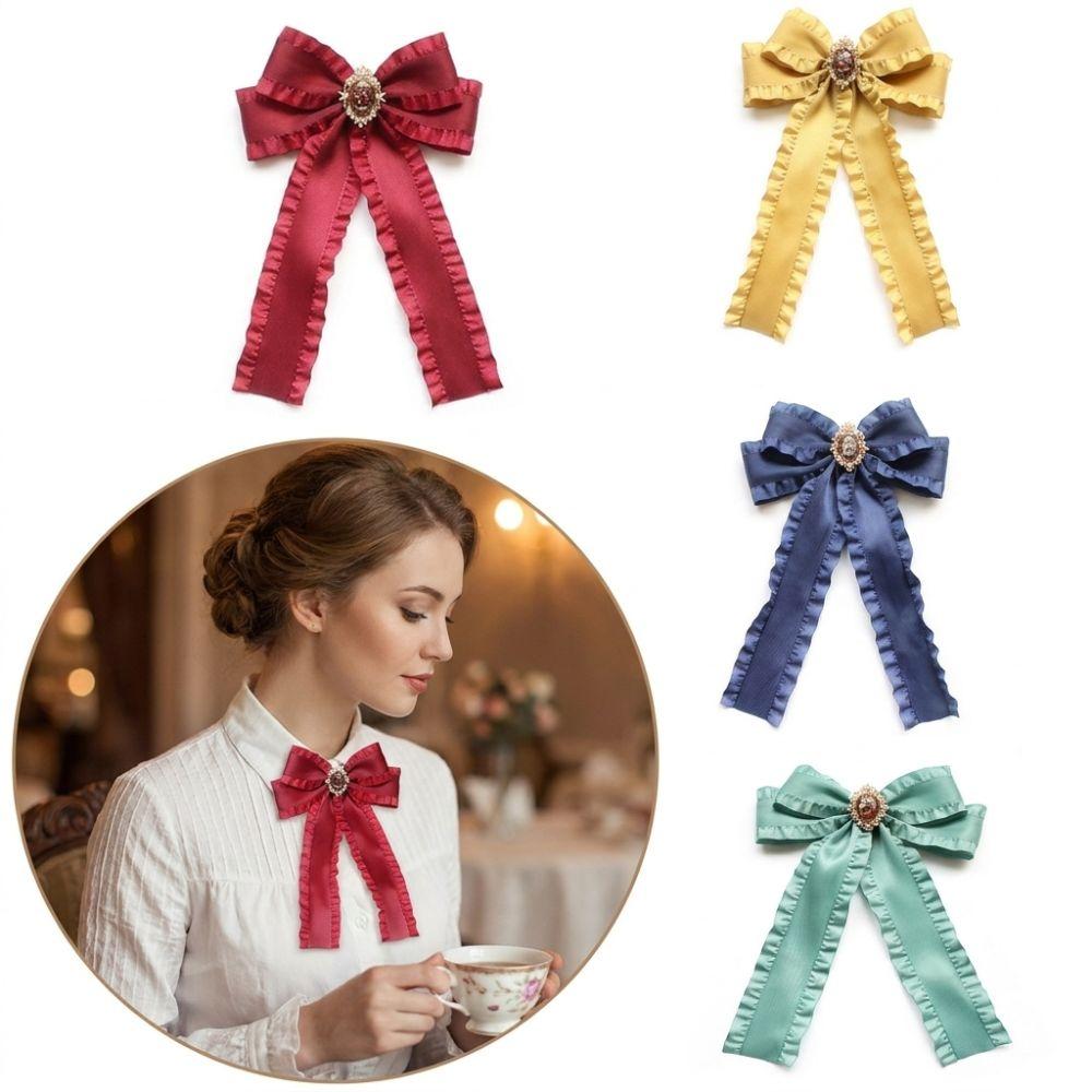 Fabric Bow Tie Detachable Bowknot Brooches Elegant Necktie Shirt Collar Pin  Unisex