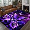 Living Room Rug Deep Blue Butterfly Diamond Luxury Theme Carpet Non-Slip Easy Clean Blue Tone Luxury Romantic Home Decor Mat