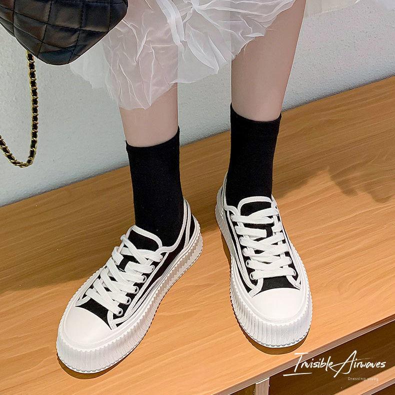 Canvas shoes women's 2025 new platform biscuit shoes spring and summer Xiaoxiangfeng women's shoes casual board shoes versatile little white shoes