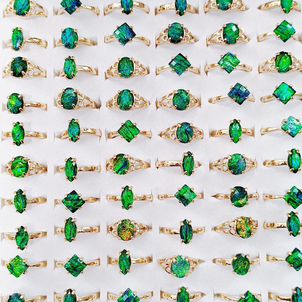 10Pcs Simple and fashionable colored alloy ring for ladies zirconium crystal ring