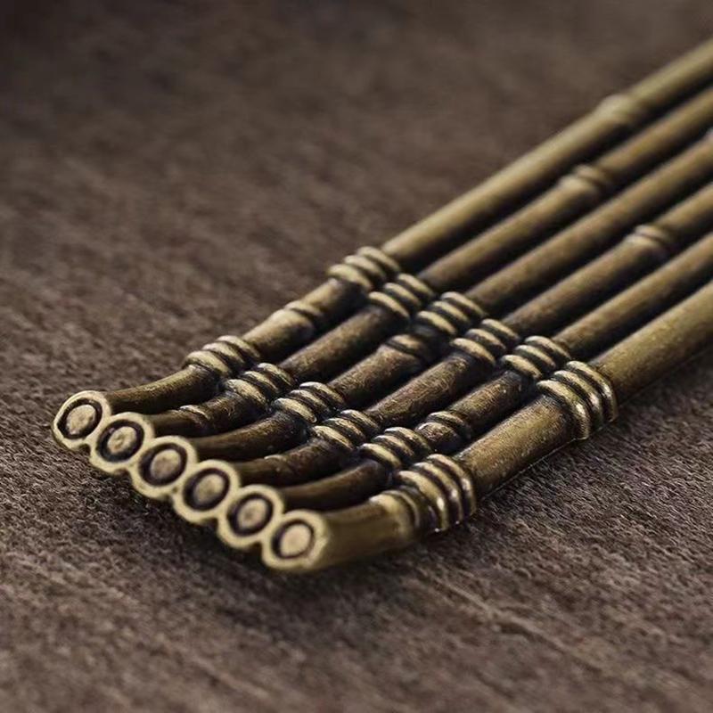 1Pc Vintage Bronze Small Incense Burners Ornaments Bamboo Raft Incense Base Incense Stick Holder Stand Tray Ash Catcher Plate