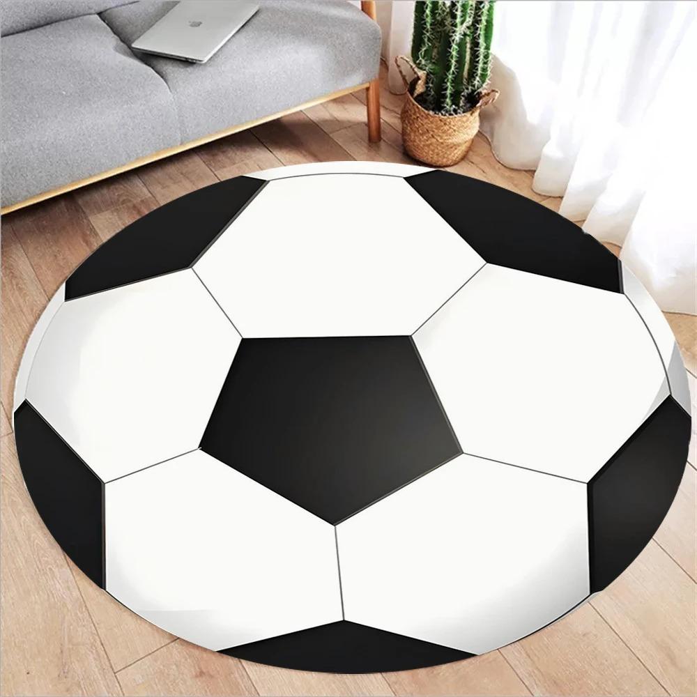Basketball Court Round Rug Sports Stadium Pattern Soft Flannel Carpet Vibrant Design for Boys' Bedroom Game Room Sports Themed