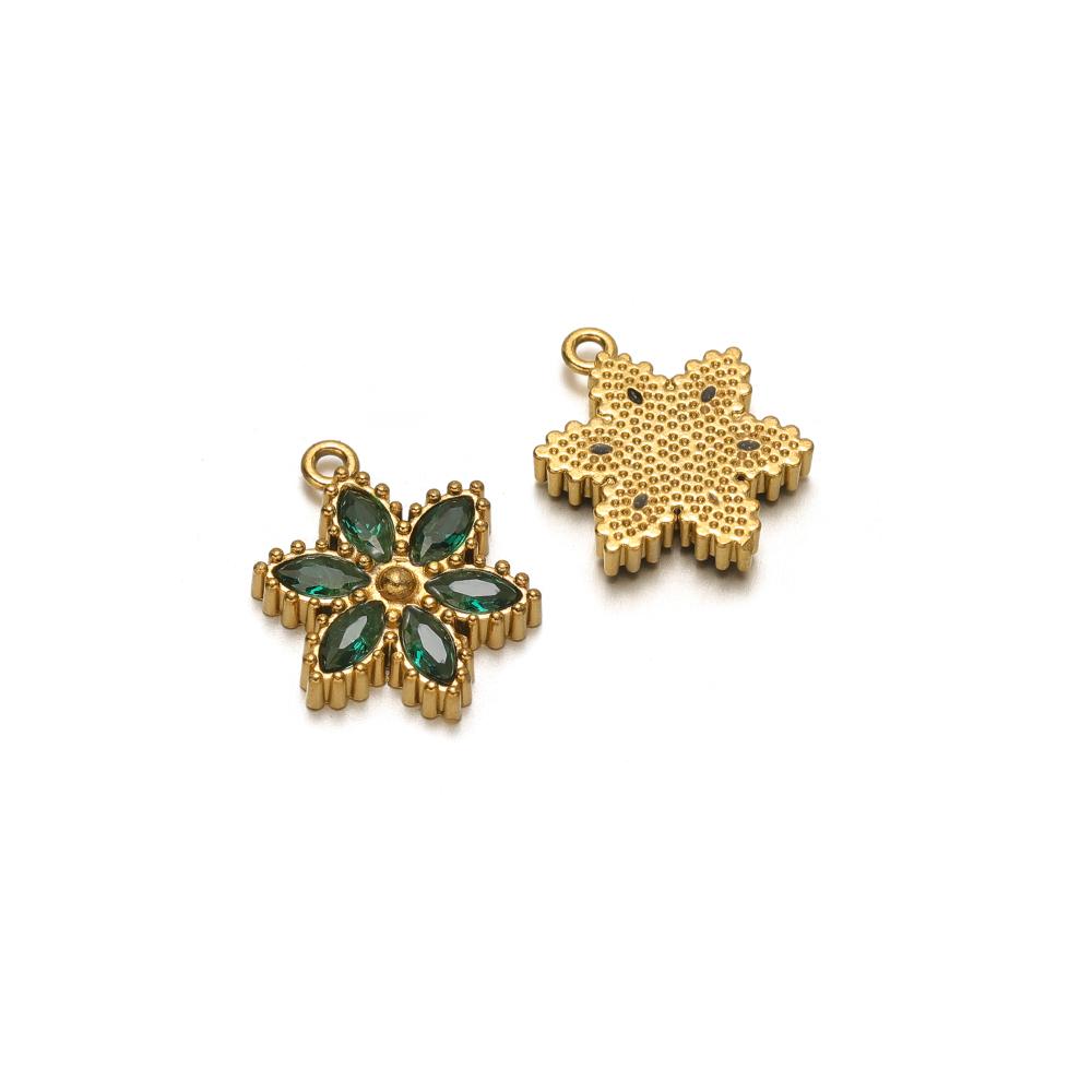 5pcs Stainless Steel Star Snowflake Zirconia Flower Charms for DIY Jewelry Findings Necklace Pendants Bracelet Earrings Making