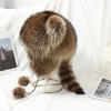 Raccoon Plush Hat with Ears Tail Design Windproof Thickened Winter Warm Plush Ear Protection Hat for Kid Adult