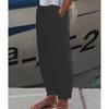 Women's Elastic Waist Linen Pants Loose Fit Casual Trousers Solid Color Pocket Harem Pants