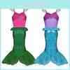 Mermaid Costume Dress For Girls With Milk Silk Fabric For Halloween Cosplay