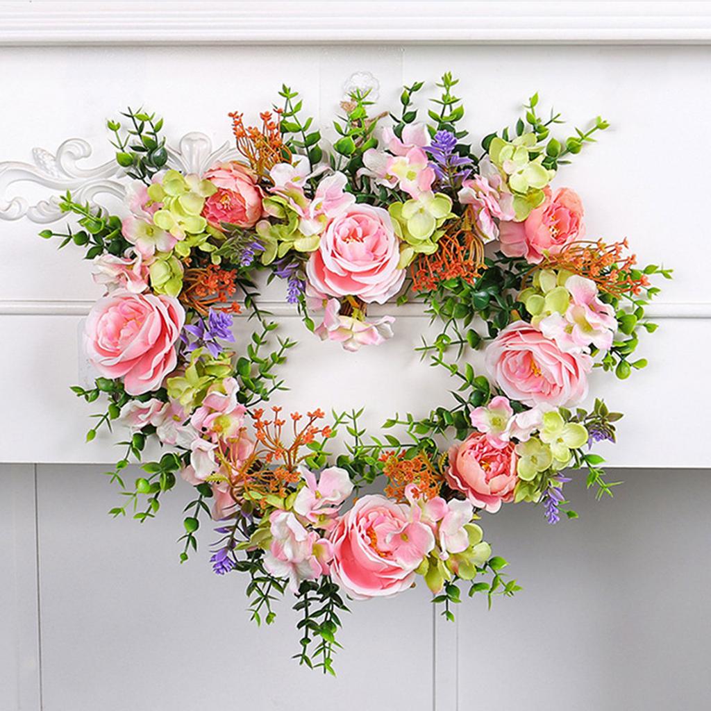 Valentine Day Wreath Heart Shaped Garlands Wreath Vintage Art Simulation Rose Flowers Wreath for Wedding Home Decors