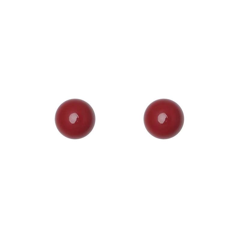 Burgundy Jelly Bean Pearl Stud Earrings - New 2024 Hot Style for Women, Niche Design Cold Style.