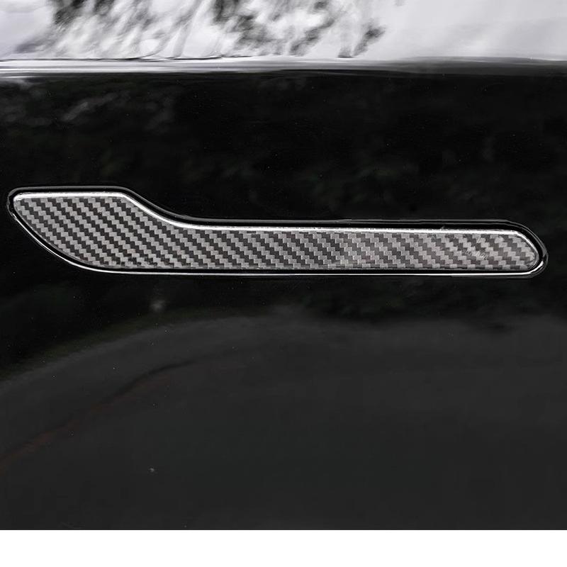 For Tesla Model 3/Y Real Dry Carbon Fiber Door Handle Sticker Renewed Handle Interior Accesorios Para Auto Car Accessories Tools