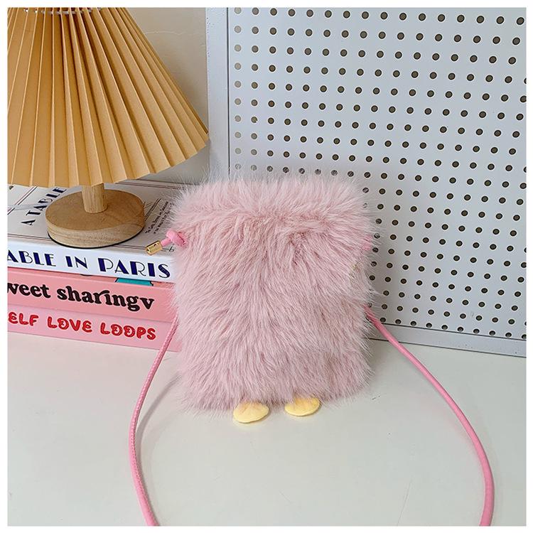 2025 Herbst/Winter Trendige Cartoon Fell Umhänge- & Handytasche – Flauschige Handtasche für Damen