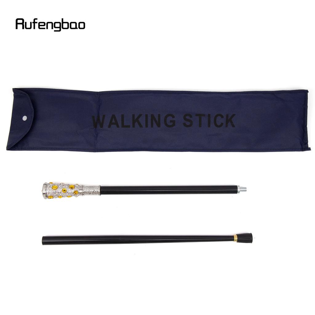 White Yellow Artificial Diamond Walking Cane Fashion Decorative Walking Stick Gentleman Elegant Cosplay Cane Knob Crosier 93cm