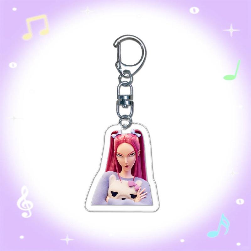 New Demon Hunters Kpop Rumi Zoey Jinu Mira Key Ring Acrylic Keyrings Huntrix Saja Boys Mystery Keychains Accessories Fans Gifts