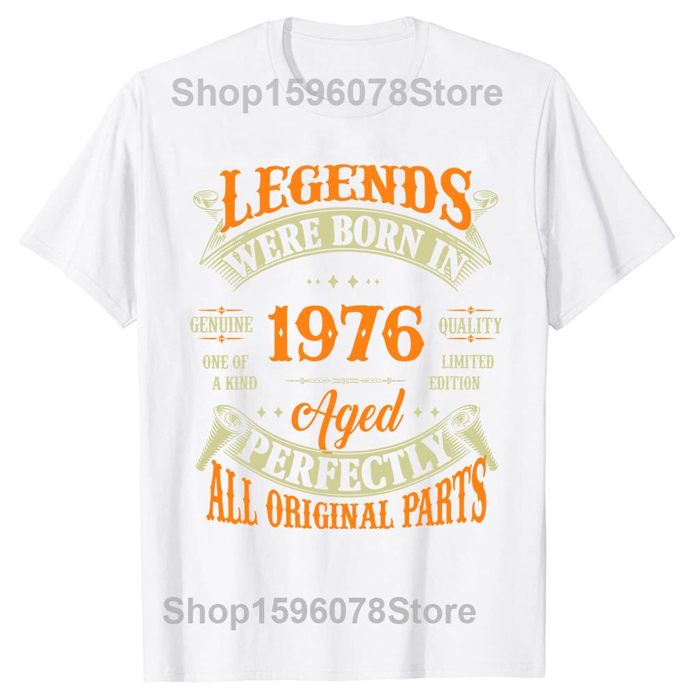

48 Years Old 1976 Men Women 48th Birthday T-Shirt Tshirts for Men Geek Tops Tees Funny Design Cotton Short Sleeve Causal S