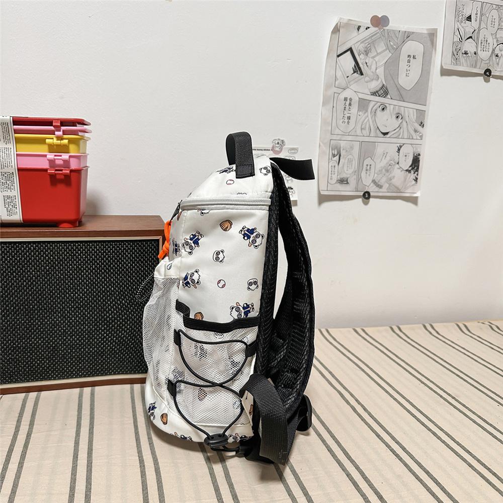 Cute Cartoon Print Nylon Backpack for Women Casual Daypack Travel School Bag with Multi Pockets