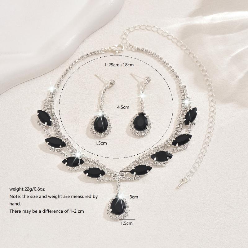 Luxury Flash Diamond Super Beautiful Necklace Earrings Set Jewelry Set