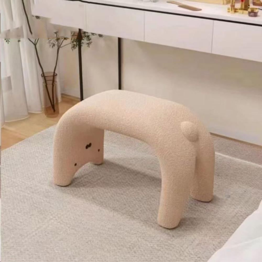 Armless Dressing Chair Plush Shoe Changing Stool Cream Style Makeup Stool  Makeup Room
