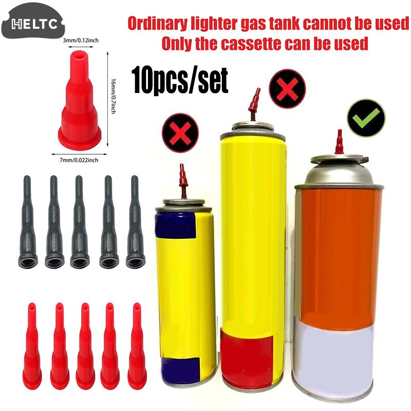 10pc Butane Inflation Nozzle Adapter Convert Cassette Tank Into Inflatable Tank Gas Nozzle Connector For Lighter Spray Gun Fill