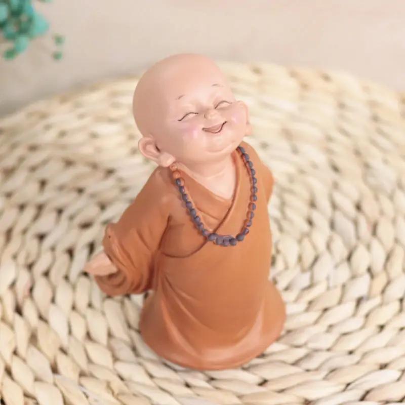 1pc Monk Figurines Car Decoration Crafts,Home Decor Kungfu Monks Figure Car Ornament Buddha Boy Accessories Figurines Tea Pet