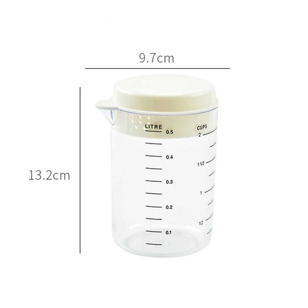 Plastic Measuring Cup with Lid V-shaped Spout Mixing Pitcher Easy to Pour