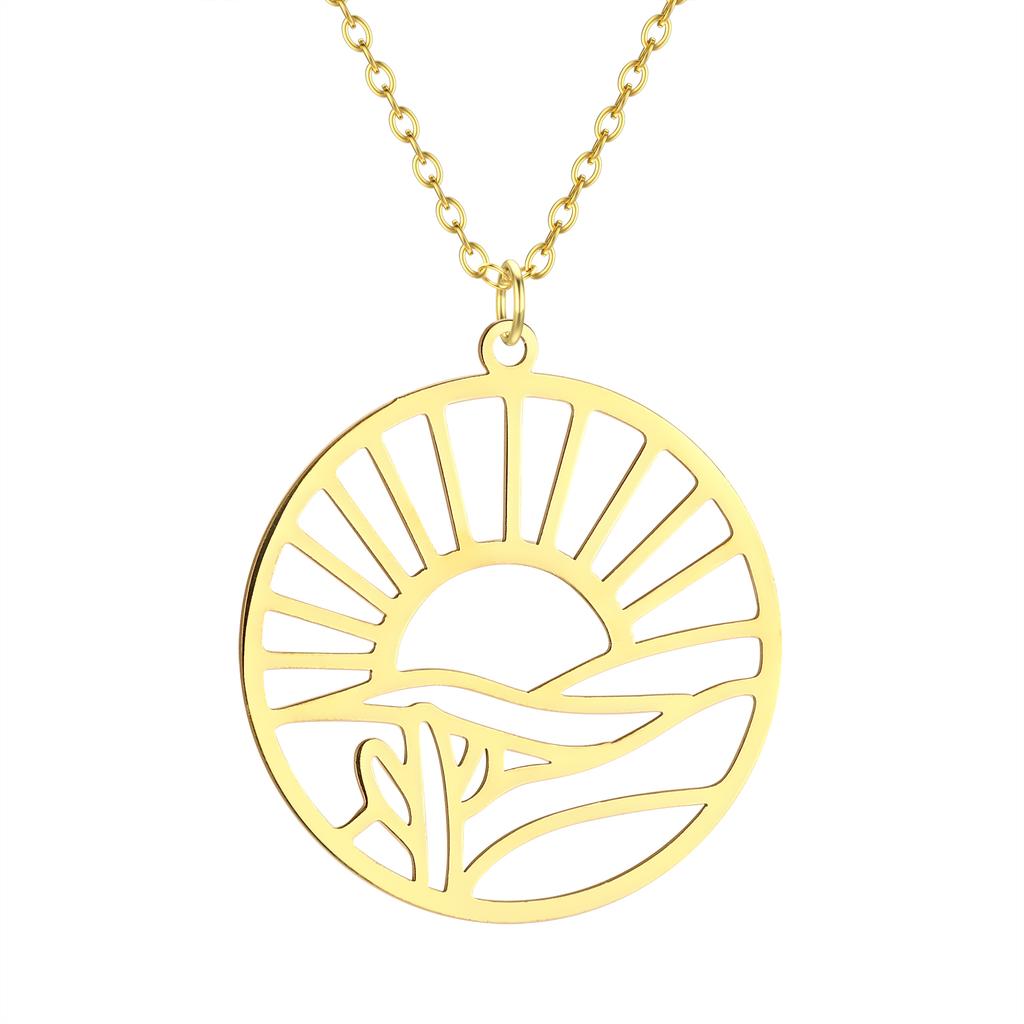 Kinitial Raindrop Cloud Whale Ghost Hand Flower Horse Meditation Moon Stainless Steel Pendant Necklace For Women Jewelry Gift