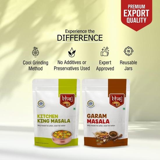Bhoj Masale Kitchen King And Garam Masala Powder Combo Pack 200Gm Each | Aromatic Jain Spice Flavorful Indian Cooking | Flavorful Cooking