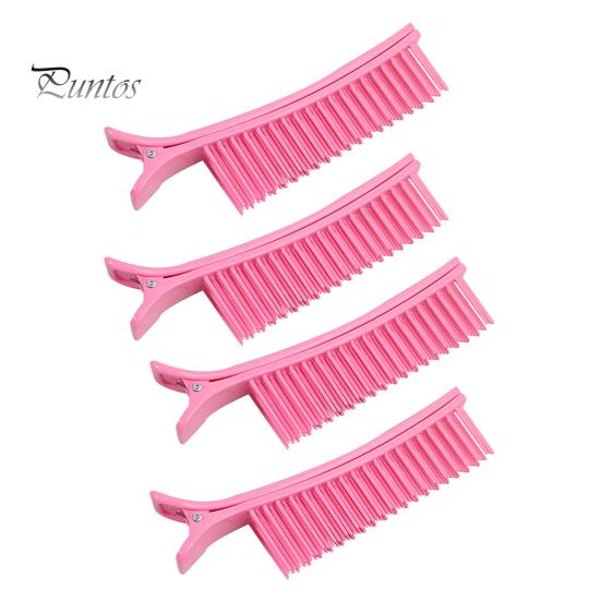

4 шт. зажим для укладки волос, профессиональный нескользящий гребень для пробора без следов, зажим для волос с клювом утки, домашний салон, зажим для стрижки волос для женщин 4pcs розовый